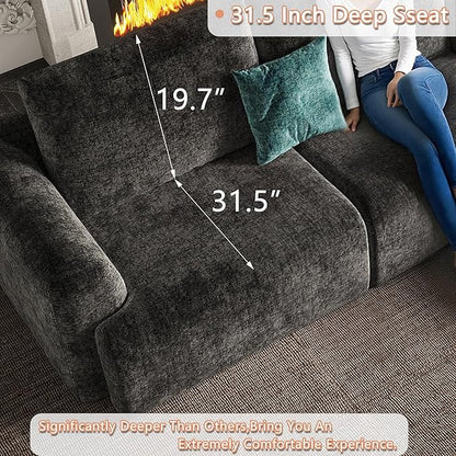 EASE MOOSE Boneless Couch for Living Room, Sectional Cloud Sofa, Modular Cloud Couch Loveseat, 2-Seater Deep Seat Sofas with Pillow for Bedroom, Apartment, No Assembly Required, Chenille (Dark Grey)