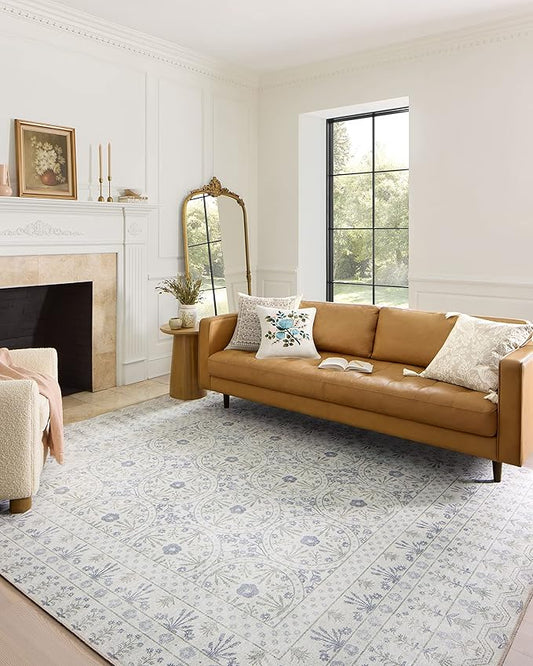 Loloi Rifle Paper Co. Maison Collection MAO-03 Rosette Ivory 3'-0" x 3'-0" Round, .19" Pile Height, Accent Rug