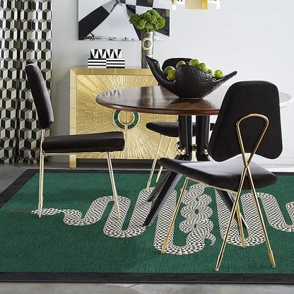 RUGGABLE x Jonathan Adler Washable Modern Area Rug – Venom Emerald 6x9, Stain-Resistant, Non-Slip – Medium Machine Washable Rugs for Living Room, Bedroom, Hallway, Entryway & Office–with Standard Pad