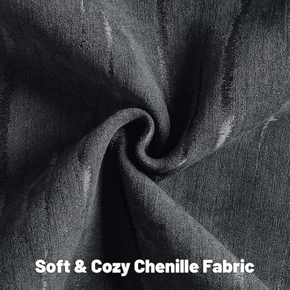 FUTEI Black Chenille Decorative Throw Pillow Covers 12x20 Inch Set of 2,Soft Embossed Striped Textured Lumbar Pillow Cases,Modern Home Decor for Couch Bed Living Room