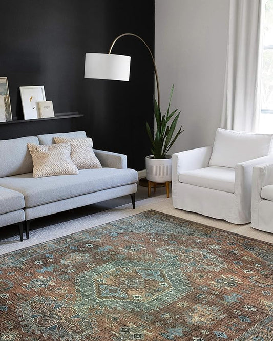 Loloi II Skye Collection SKY-07 Terracotta/Sky 7'-6" x 9'-6" Area Rug