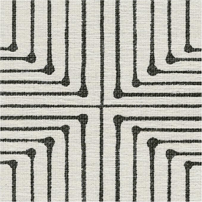 RUGGABLE x Jonathan Adler Machine Washable Area Rug – Inkdrop Black & Ivory 6 ft Round, Stain-Resistant, Non-Slip – Medium Rugs for Living Room, Bedroom, Hallway, Entryway & Office–with Standard Pad