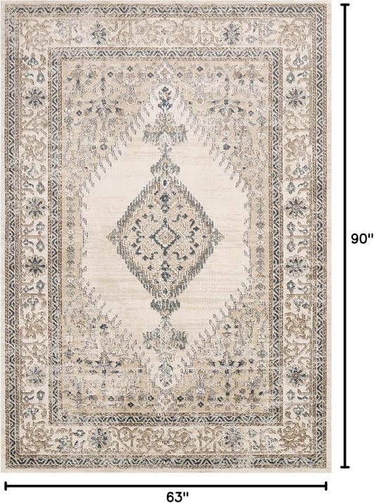 Loloi Teagan Collection TEA-02 Oatmeal/Ivory 5'-3" x 7'-6" Area Rug, Large, Soft Neutral Rug, High-Traffic for Living Room, Bedroom, Home Office, Dining Area
