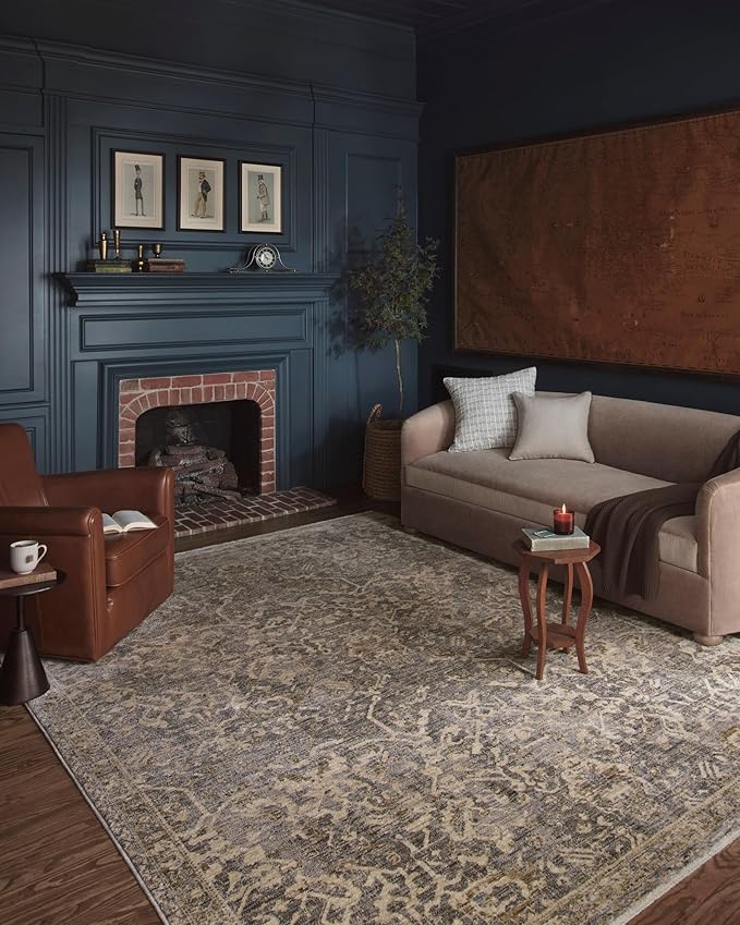 Loloi Magnolia Home by Joanna Gaines Junie Collection JUE-01 Blue/Natural 7'-10" x 7'-10", .38" Pile Height, Round Area Rug