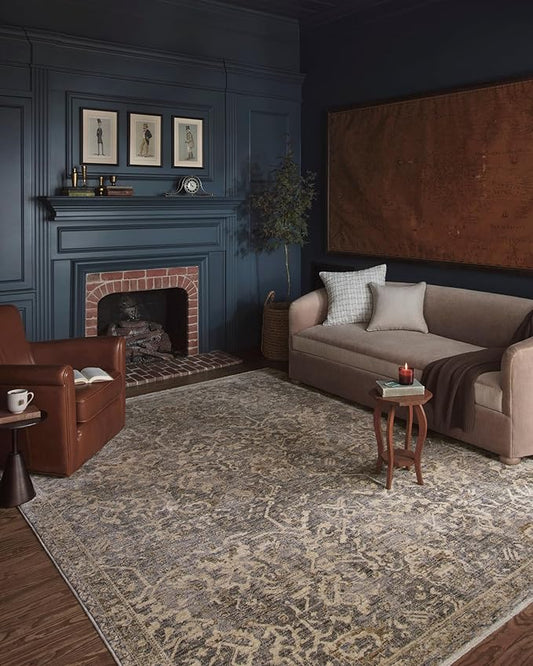 Loloi Magnolia Home by Joanna Gaines Junie Collection JUE-01 Blue/Natural 2'-7" x 8'-0", .38 Pile Height, Runner Rug
