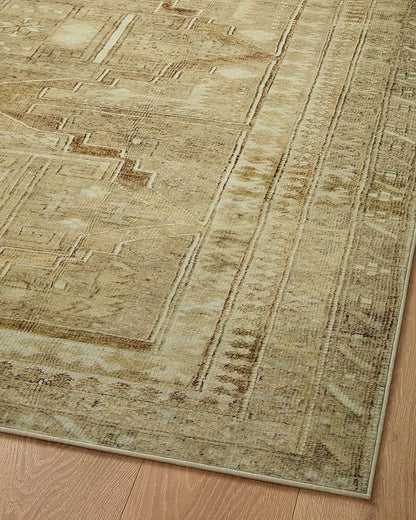 Loloi Magnolia Home by Joanna Gaines Sinclair Collection SIN-02 Khaki/Tobacco 3'-6" x 5'-6", .25" Pile Height, Machine Washable, Accent Rug