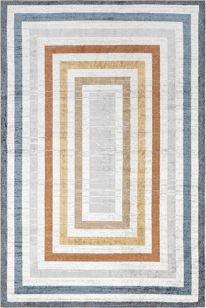 nuLOOM 12' x 15' Machine Washable Stain-Resistant Area Rug Low Profile for Living Room, Bedroom, and Dining Room, Alienor Multicolor