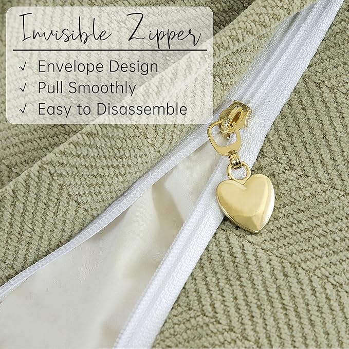 ZWJD Sage Green Pillow Covers 24x24 Set of 2 Chenille Throw Pillow Covers with Elegant Design Soft and Luxurious Decorative Throw Pillows for Couch, Bed, and Home Decor