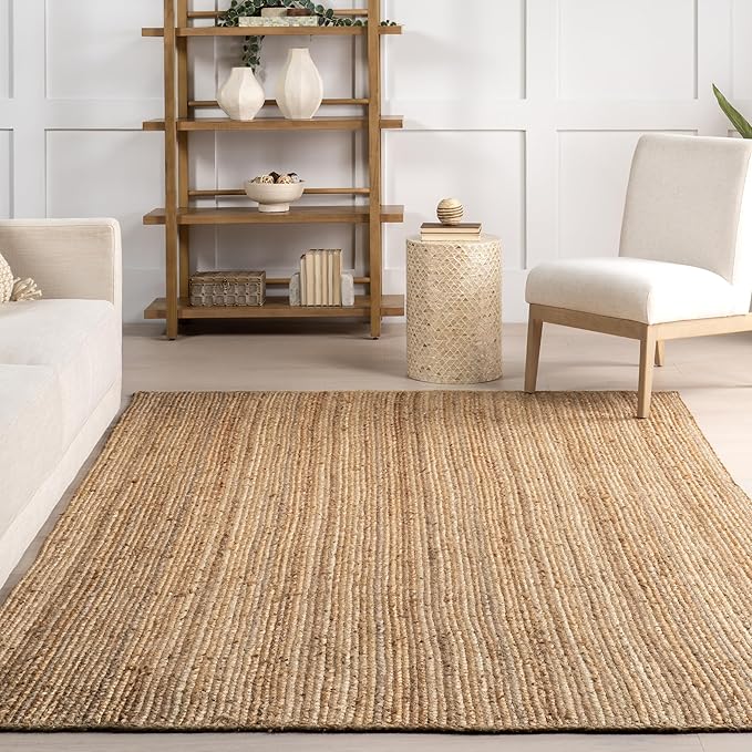 nuLOOM 2x16 Rigo Jute Hand Woven Area Rug, Natural, Solid Farmhouse Design, Natural Fiber, For Bedroom, Living Room, Dining Room, Hallway, Office, Kitchen, Entryway