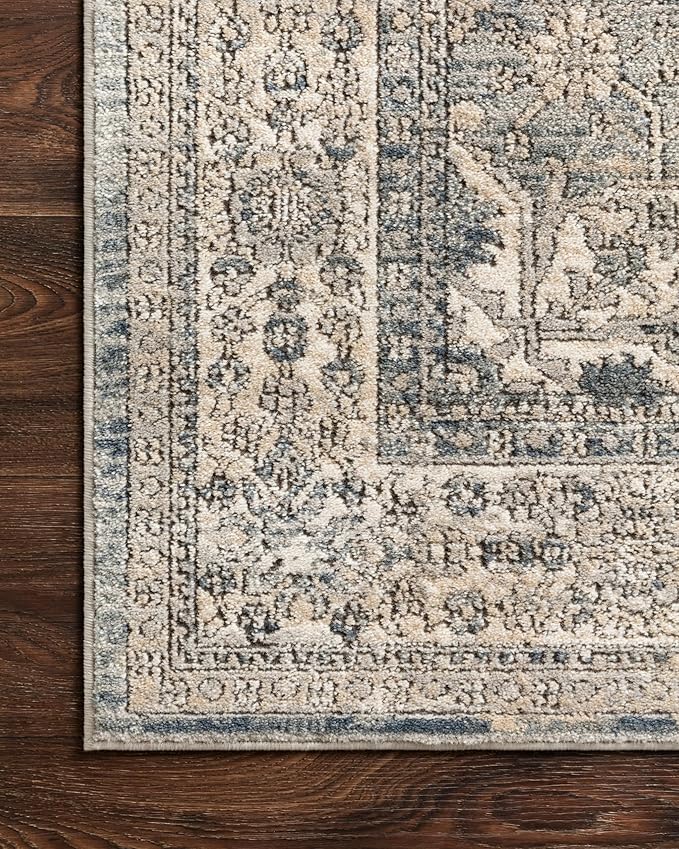 Loloi Teagan Collection TEA-04 Sky/Natural 9'-9" x 13'-6" Area Rug, Large, Soft Neutral Rug, High-Traffic for Living Room, Bedroom, Home Office, Dining Area