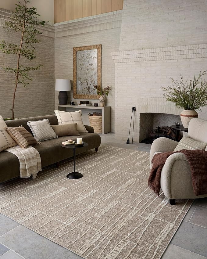 Loloi Amber Lewis Bexley Collection BEX-05 Mushroom/Natural 2'-7" x 10'-0" Runner Rug Neutral, Textured, Living, Bedroom, Dining, Carpet