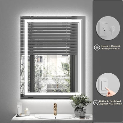 20x28 LED Bathroom Mirror, Vanity Mirror with Lights, Backlit and Front lit Mirror for Wall, Dimmable, Anti-Fog, Shatterpoof, Memory (Horizontal/Vertical)