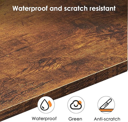 Need Computer Desk, 47 inch Home Office Desk, Modern Simple Style Home Office Gaming Desk, Basic Writing Table for Study Student, Black Metal Frame, Rustic Brown