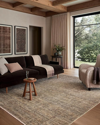 Loloi Amber Lewis Molly Collection MOL-07 Tobacco/Sage 5'-3" x 7'-9" Low Pile Area Rug