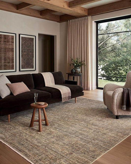 Loloi Amber Lewis Molly Collection MOL-07 Tobacco/Sage 2'-3" x 3'-10" Low Pile Accent Rug