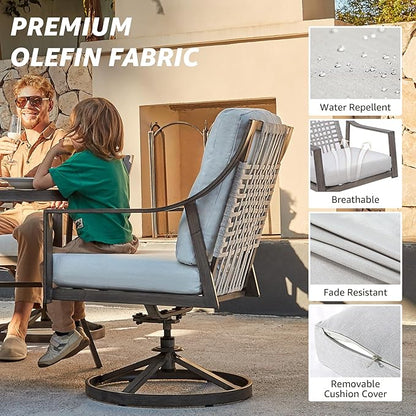 NATURAL EXPRESSIONS Outdoor Swivel Patio Dining Chairs Set of 2, Rocking Patio Chairs with Hand Brushed Wood Grain Finish for Poolside Lawn Garden