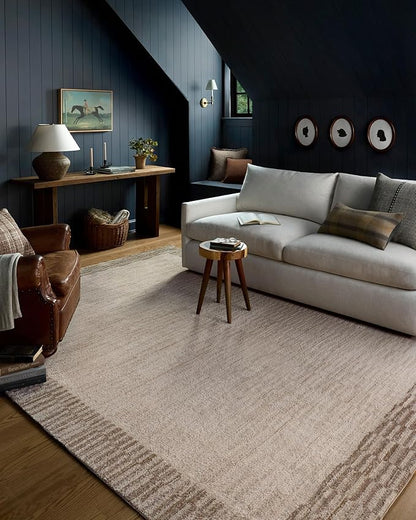 Loloi Chris Loves Julia Calvin Collection CLV-04 Ivory/Pebble 5'-3" x 7'-6" Area Rug Checkered Neutral Soft Living Room Bedroom Carpet
