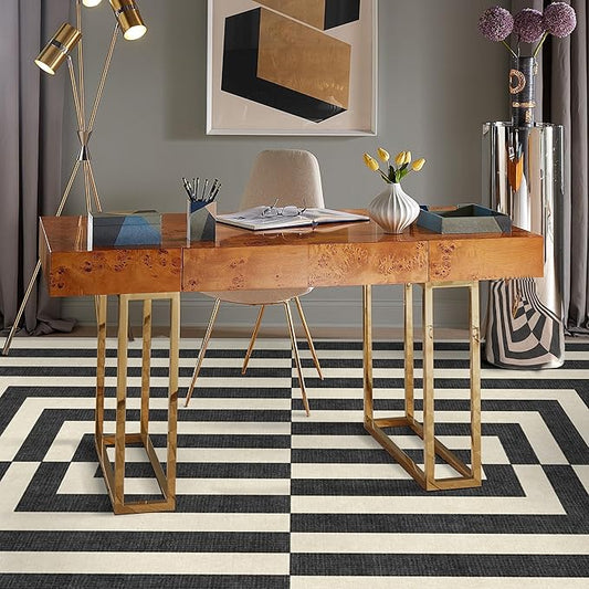 RUGGABLE x Jonathan Adler Machine Washable Modern Area Rug – Op Art Charcoal 6x9, Stain-Resistant, Non-Slip – Medium Rugs for Living Room, Bedroom, Hallway, Entryway & Office–with Standard Pad