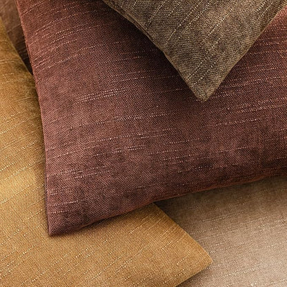 Foindtower Set of 2 Soft Textured Chenille Throw Decorative Pillow Covers Square Accent Solid Cushion Cover Neutral Farmhouse Pillow Case for Couch Sofa Bedroom Living Room 24x24 Inch,Golden Brown