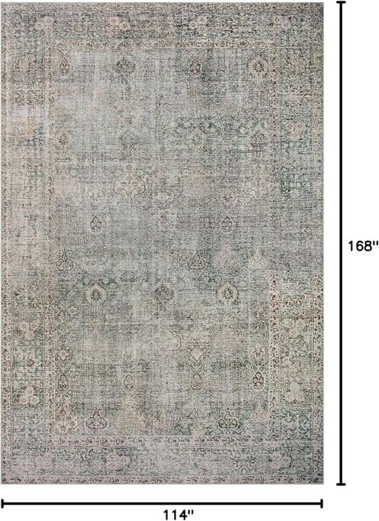 Loloi Chris Loves Julia Jules Collection JUL-08 Emerald/Antique Ivory 9'-6'' x 14', .13" Pile Height, Area Rug