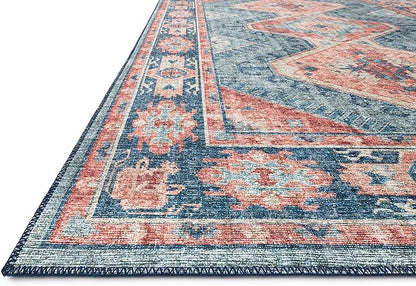 Loloi II Skye Collection SKY-03 Turquoise/Terracotta 5'-0" x 7'-6" Area Rug