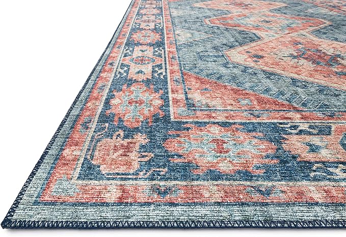 Loloi II Skye Collection SKY-03 Turquoise/Terracotta 6'-0" x 6'-0" Round Area Rug