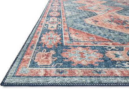 Loloi Skye Collection SKY-03 Turquoise/Terracotta 7' x 9' Oval Area Rug