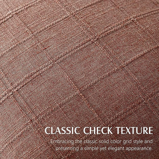 Foindtower Set of 2 Decorative Linen Check Throw Pillow Covers Neutral Farmhouse Vintage Cushion Covers Modern Boho Home Decor for Sofa Chair Couch Bedroom Living Room,18×18 Inch,Autumnal Red