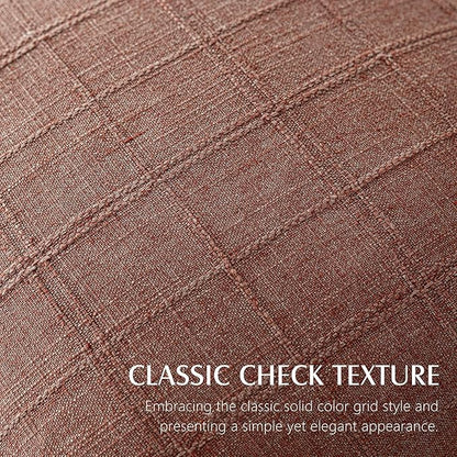 Foindtower Set of 2 Decorative Linen Check Throw Pillow Covers Neutral Farmhouse Vintage Cushion Covers Modern Boho Home Decor for Sofa Chair Couch Bedroom Living Room,16×16 Inch,Autumnal Red