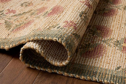 Loloi Chris Loves Julia Rue Collection RUE-01 Sage/Blush 8'-6" x 11'-6" Area Rug Jute Neutral Floral Living Room Bedroom Rug