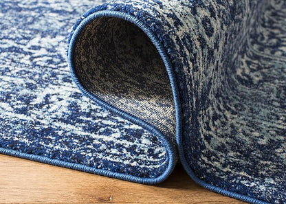 SAFAVIEH Evoke Collection 3' x 5' Navy/Ivory EVK256A Oriental Distressed Non-Shedding Living Room Bedroom Accent Rug