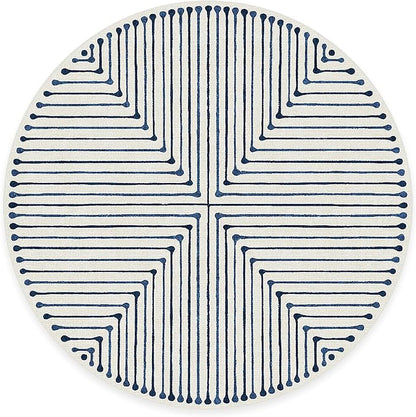 RUGGABLE x Jonathan Adler Machine Washable Area Rug – Inkdrop Slate Blue 6 ft Round, Stain-Resistant, Non-Slip – Medium Rugs for Living Room, Bedroom, Hallway, Entryway & Office–with Cushioned Pad