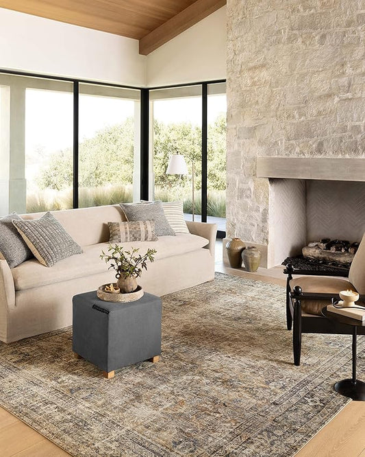 Loloi Amber Lewis Morgan Collection MOG-01 Sunset/Ink 3'-6" x 5'-6" 38" Thick Accent Rug feat. CloudPile, Neutral, Room Décor, Vintage Inspired, Livingroom, Bedroom, Dining Area