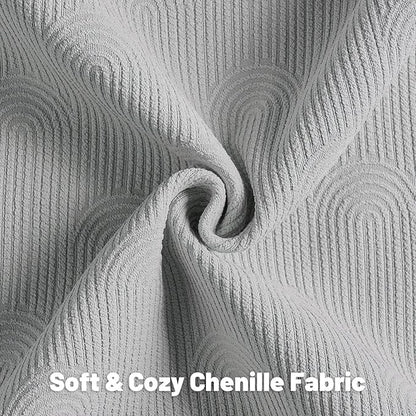 FUTEI Dusty Blue Chenille Decorative Throw Pillow Covers 26x26 Inch Set of 2,Soft Cozy Striped Geometric Patterns Euro Pillow Shams,Modern Home Decor for Couch Bed Living Room