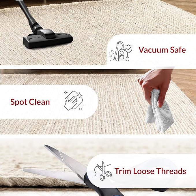 nuLOOM Oval 5x8 Rigo Jute Hand Woven Area Rug, Off White, Solid Farmhouse Design, Natural Fiber, For Bedroom, Living Room, Dining Room, Hallway, Office, Kitchen, Entryway