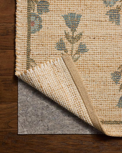 Loloi Chris Loves Julia Rue Collection RUE-04 Moss/Blue 8'-6" x 11'-6" Area Rug Jute Neutral Floral Living Room Bedroom Rug