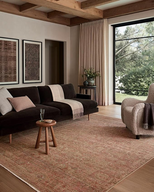 Loloi Amber Lewis Molly Collection MOL-09 Brick/Bark 3'-0" x 5'-0" Low Pile Accent Rug