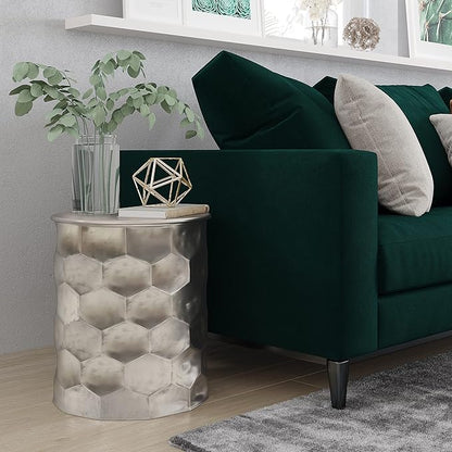 SIMPLIHOME Whitney Industrial 17 inch Wide Metal Storage Accent Side Table in Antique Silver , Fully Assembled for the Living Room and Bedroom