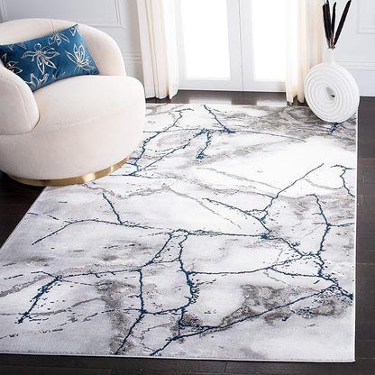 SAFAVIEH Craft Collection 5'3" x 7'6" Ivory Grey/Blue CFT877M Modern Abstract Non-Shedding Living Room Bedroom Dining Home Office Area Rug