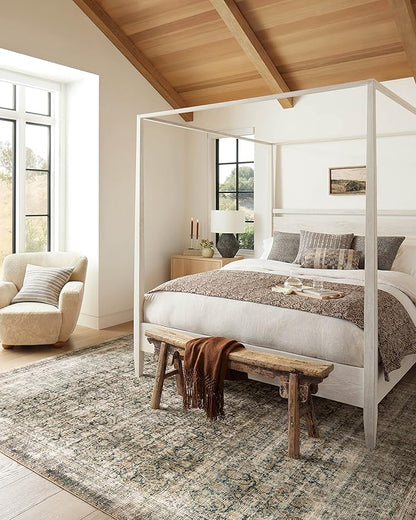 Loloi Amber Lewis Morgan Collection MOG-02 Navy/Sand 5'-0" x 7'-0" 38" Thick Area Rug feat. CloudPile, Neutral, Room Décor, Vintage Inspired, Livingroom, Bedroom, Dining Area