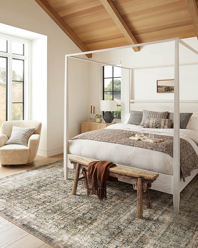 Loloi Amber Lewis Morgan Collection MOG-02 Navy/Sand 3'-6" x 5'-6" 38" Thick Accent Rug feat. CloudPile, Neutral, Room Décor, Vintage Inspired, Livingroom, Bedroom, Dining Area