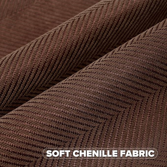 FUTEI Dark Brown Chenille Throw Pillow Covers 24x24 Inch Set of 2,Soft Wide Chevron Textured European Pillow Shams,Farmhouse Home Decor for Couch Bed Living Room