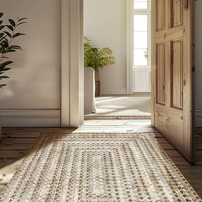 nuLOOM Carley Geometric 5x8 Machine Washable Area Rug for Living Room Bedroom Dining Room Kitchen, Beige/Ivory