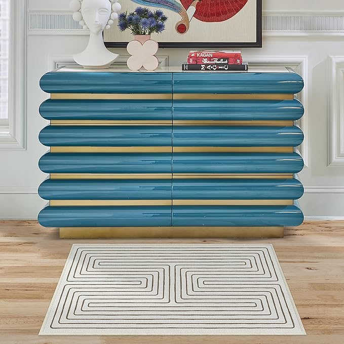RUGGABLE x Jonathan Adler Machine Washable Modern Area Rug– Labyrinth Camel/Ivory 2x3, Stain-Resistant, Non-Slip – Small Rugs for Living Room, Bedroom, Hallway, Entryway & Bathroom–with Cushioned Pad