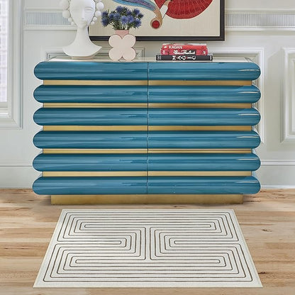 RUGGABLE x Jonathan Adler Machine Washable Modern Area Rug – Labyrinth Camel/Ivory 2x3, Stain-Resistant, Non-Slip – Small Rugs for Living Room, Bedroom, Hallway, Entryway & Bathroom–with Standard Pad