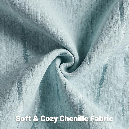 FUTEI Light Blue Chenille Decorative Throw Pillow Covers 16x16 Inch Set of 2,Soft Embossed Striped Textured Cushion Case,Modern Home Decor for Couch Bed Living Room