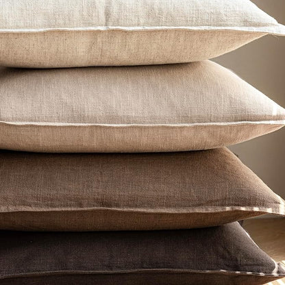 Foindtower Pack of 2, Decorative Linen Soild Throw Pillow Covers Soft Accent Cushion Case Farmhouse Neutral Pillowcase for Chair Couch Sofa Bedroom Living Room Home Decor 24 x 24 Inch Tan Beige