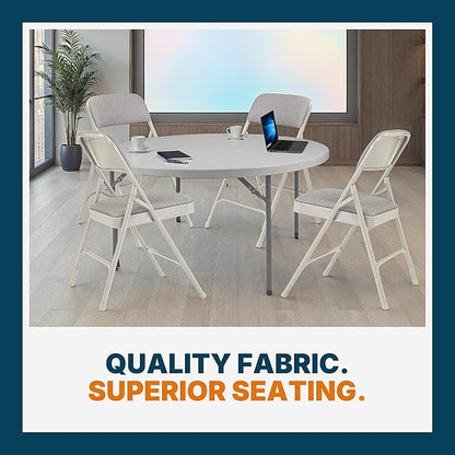 OEF Furnishings OEF2200 Series Heavy-Duty Premium Fabric Padded Upholstery Double-Hinged Folding Chairs (4-Pack, Slate Gray)