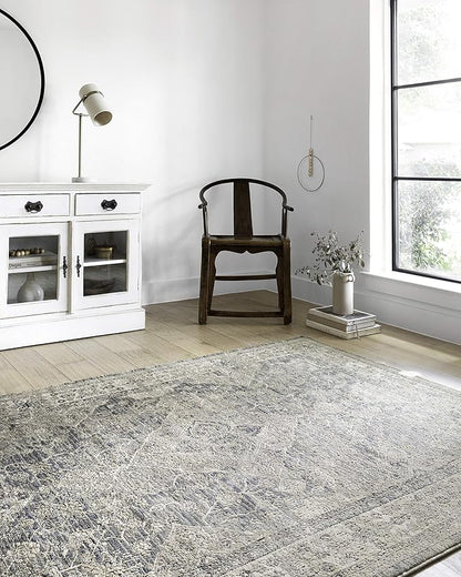 Loloi Teagan Collection TEA-04 Sky/Natural 2'-8" x 13' Runner Rug, Large, Soft Neutral Rug, High-Traffic for Living Room, Bedroom, Home Office, Dining Area