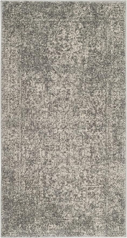 SAFAVIEH Evoke Collection 2'2" x 5' Silver / Ivory EVK256S Oriental Distressed Non-Shedding Living Room Bedroom Area Rug